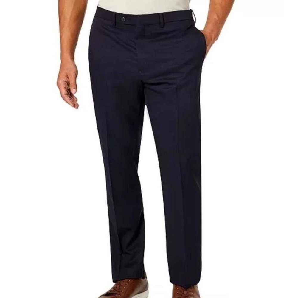 NWT Van Heusen Talon Dress Pants Men's 33Wx30 Navy Blue Flat Front Trousers